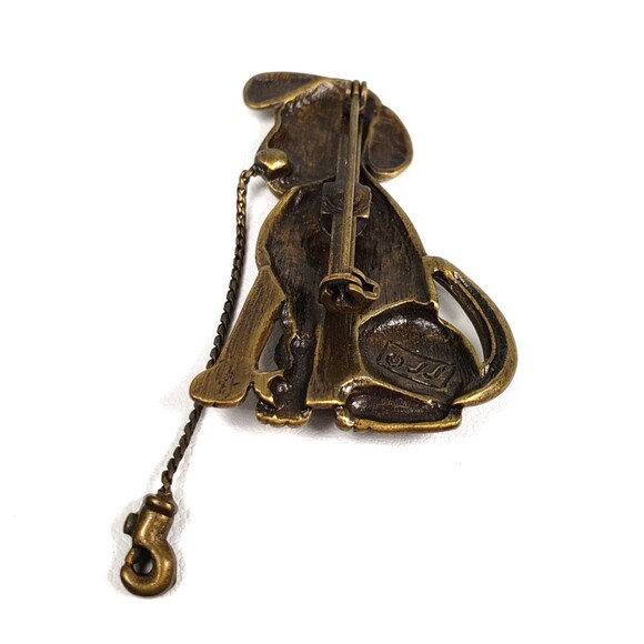 Vintage 1986 JJ Jonette Gold Tone Dog With Leash Brooch - Picture 8 of 13